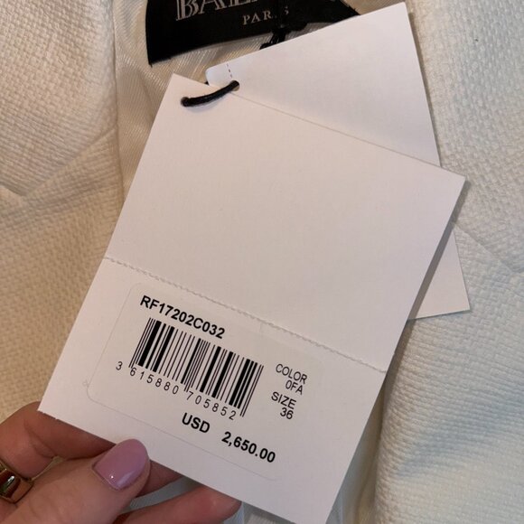 NWT Balmain Fitted Cotton Blazer Jacket Double-Breasted In White Sz 36 - Picture 4 of 11